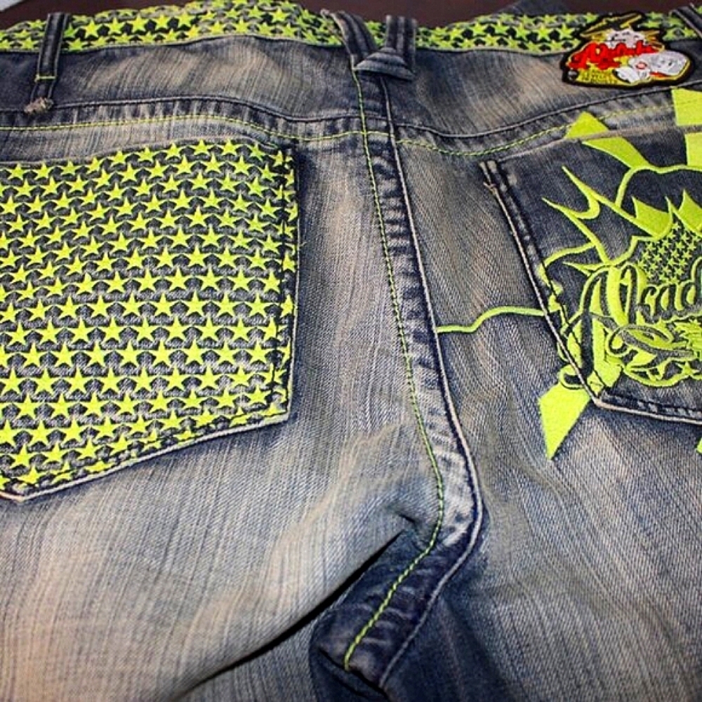 Vintage Akademiks Y2K Hip Hop Jeans 38x32 Baggy Streetwear Graphic 100% Cotton